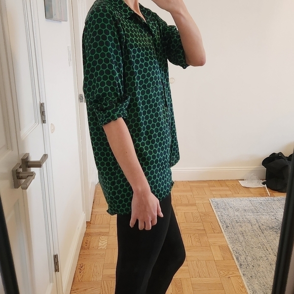 Michael Kors Green and black button up shirt, size small - Picture 3 of 9